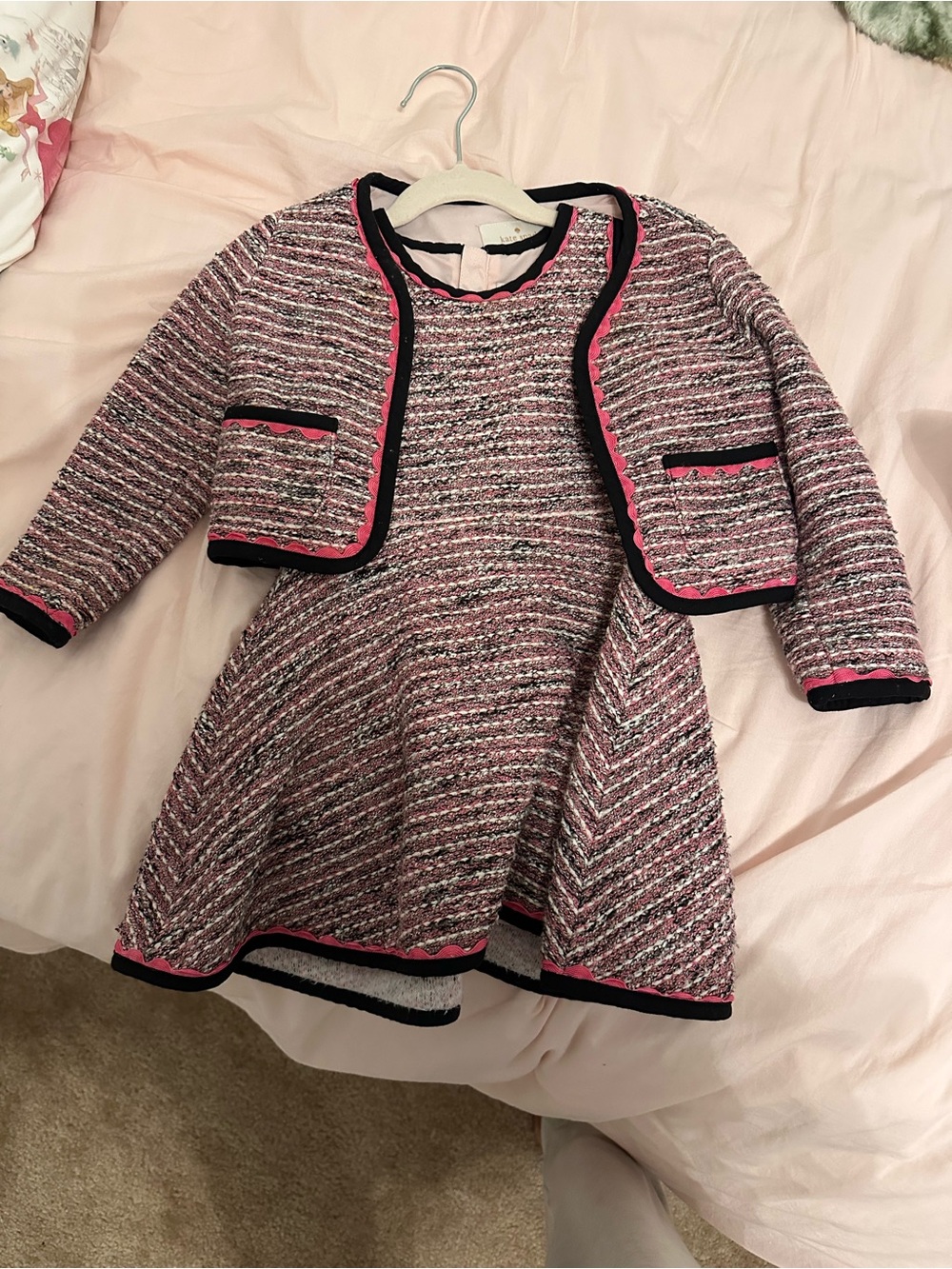 Kate Spade Girls Pink Tweed Dress & Jacket Set